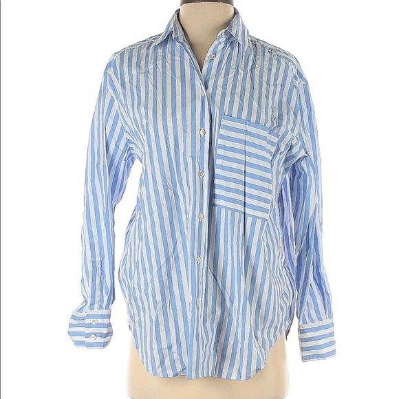 AYR the deep end striped button up in blue - Picture 4 of 4
